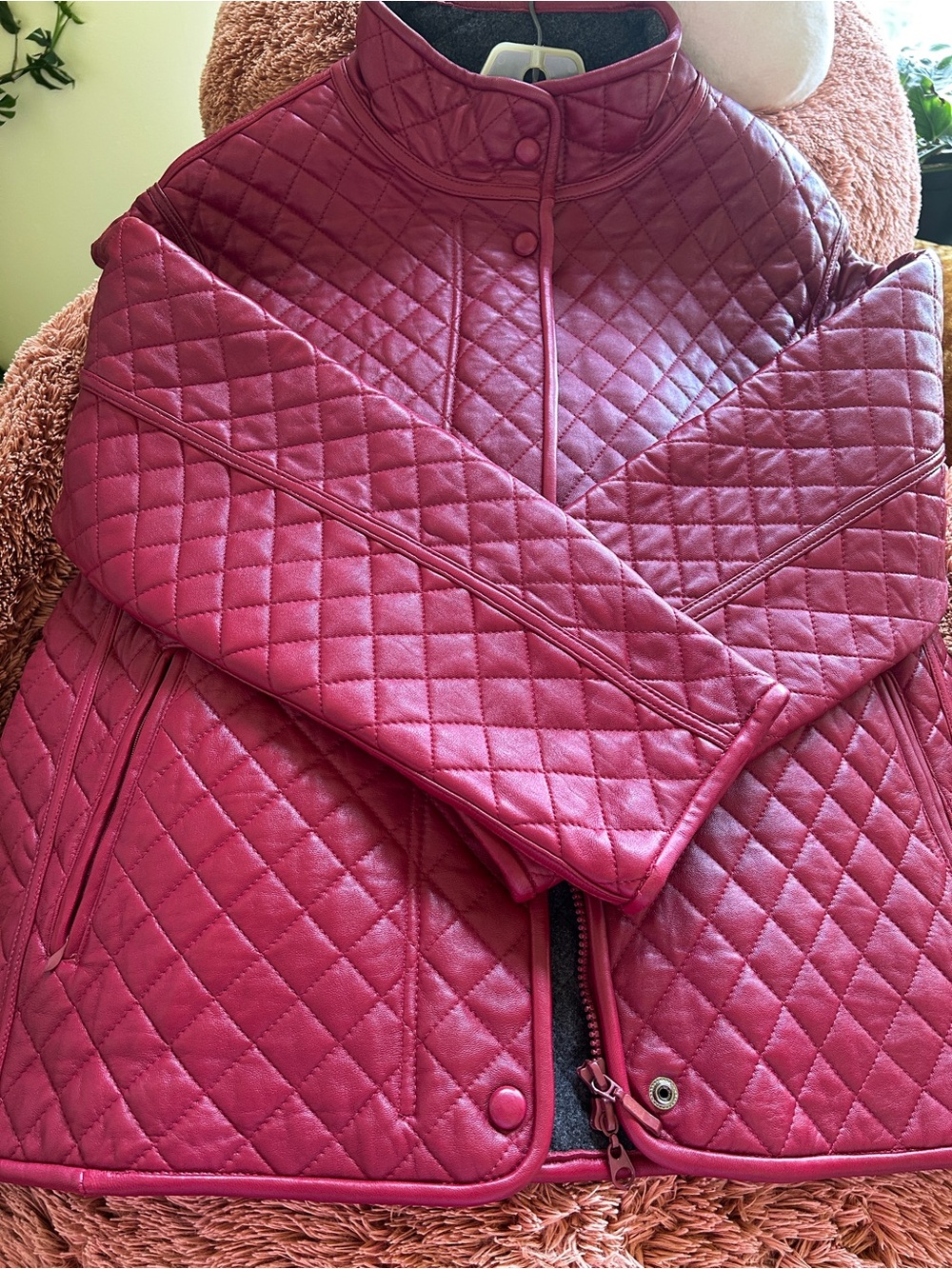 Hilary Radley Quilted Puffer Jacket in Raspberry